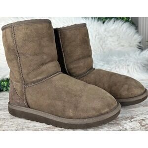 UGG Australia Classic Short 5251 Boots Women's 6 Brown Suede Sheepskin Fur Lined